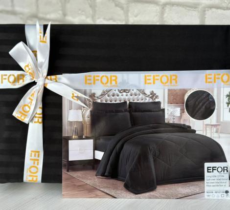 Постельное бельё c одеялом EFOR SATEN SYAH (черный), Семейный