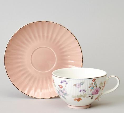 Чайный набор "ВРЕМЕНА ГОДА" 42-573 на 6 персон, 12 предметов (250 мл), розовый