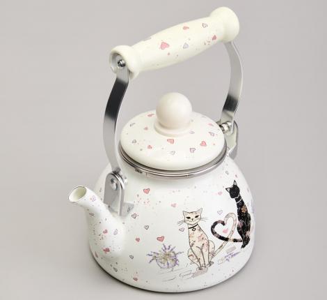 Чайник эмалированный со съёмным фильтром "LAVANDER CATS", 1,1 л