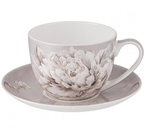 Чайная пара "WHITE FLOWER" (серая), 330 мл