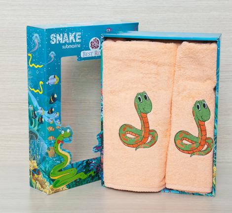 Набор махровых полотенец Best Rose "Змея" 50х90-90х140, Персиковый