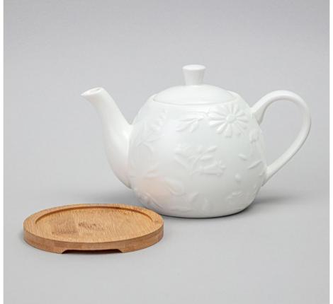 Чайник заварочный на деревянной подставке "FLOWERS STORY", 900 мл