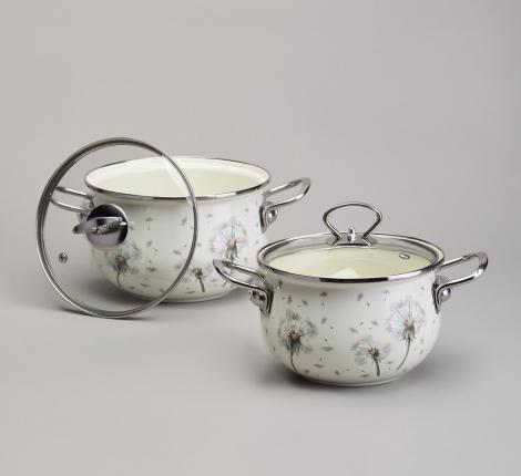 Набор эмалированных кастрюль с крышкой "DANDELION", 4 предмета