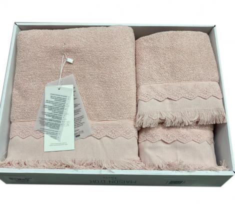омплект полотенец 30x50-50x100-70x140 Maison D'or "Melissa", грязно-розовый