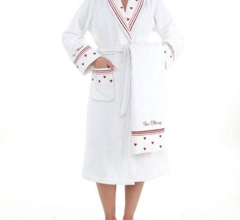 Комплект Maison D'or "LOVE ALWAYS" (Халат  M(46)/L(48)+Полотенца 50х100-85х150), белый