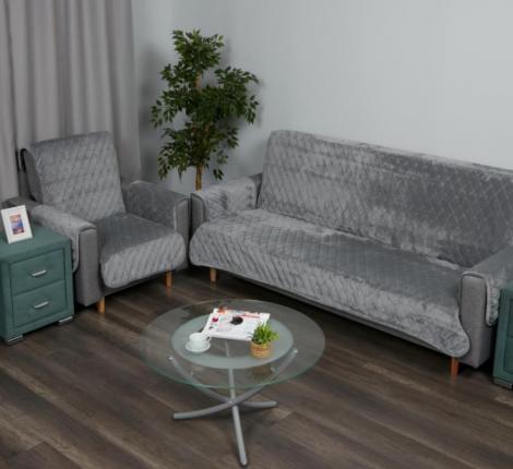 Комплект накидок на диван "Karteks" 90х210 и два кресла 90х160 Ромбы, серый