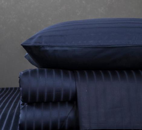 Постельное белье с одеялом "Kazanov.A." Stripe Le-Man (индиго) Страйп Сатин, Семейный