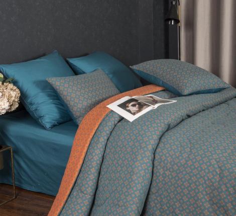 Постельное белье с одеялом "Kazanov.A." Кемер (изумруд охра) Муслин, Евро