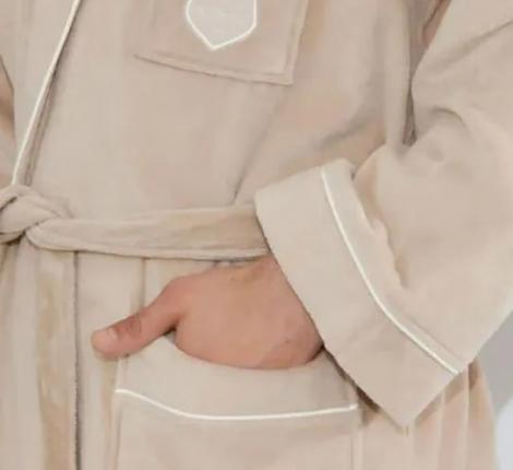 Халат мужской велюровый Maison D'or "BOSWELL" бежевый, 3XL(54)/4XL(56)