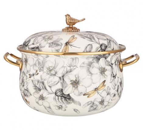 Кастрюля эмалированная с крышкой "ЯБЛОНЕВЫЙ САД", 4,8 л