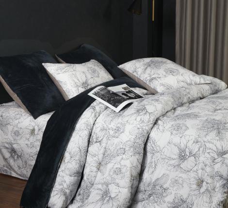 Постельное белье с одеялом "Kazanov.A." Мэгги (индиго жемчуг) Велюр/Egypt Cotton, Евро