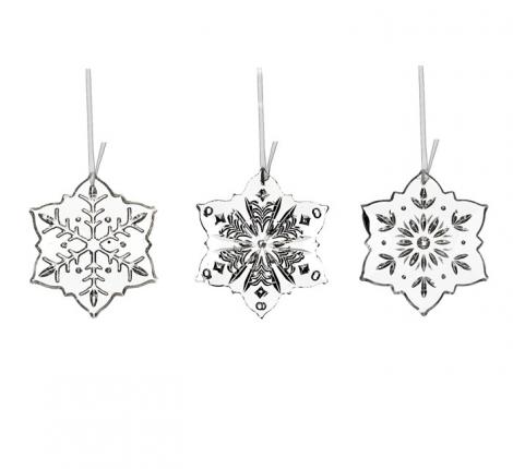 Ёлочные игрушки стеклянные 3 шт. "СНЕЖИНКИ", длина 9 см