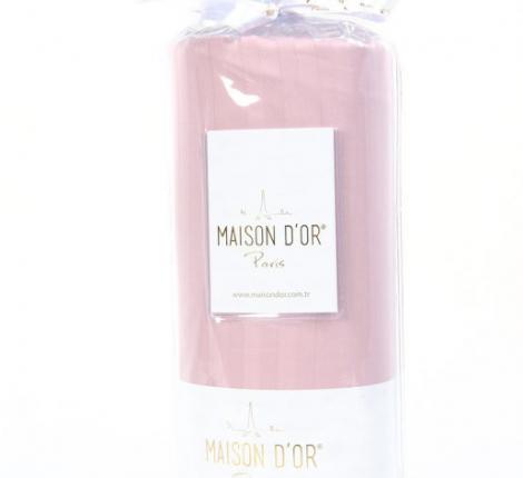 Простыня на резинке с наволочками &quot;Maison D'or&quot; Страйп-сатин (грязно-розовый), 180х200