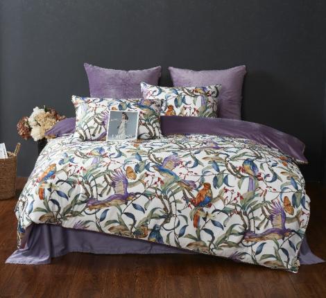 Постельное белье с одеялом "Kazanov.A." Колибри (аметист/жемчуг) Велюр/Egypt Cotton, Евро