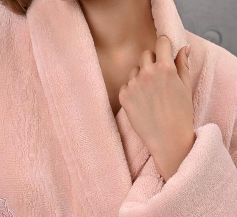 Халат женский трига с капюшоном "AMBIELLA A-1215" персиковый, L/XL