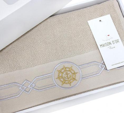 Салфетки махровые с вышивкой Maison D'or "ELEGANZE MARIN" 30х50-4шт., бежевый