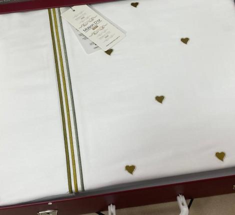 Постельное бельё "Maison D'or" LAMOUR Сатин Евро, бело-зелёный