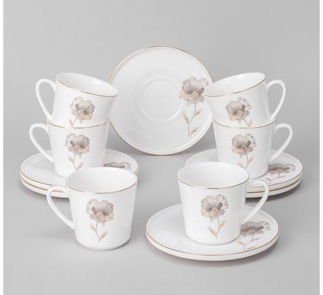 Кофейный набор "INSPIRATION" ЗОЛОТОЙ ЦВЕТОК на 6 персон, 12 предметов (220 мл)