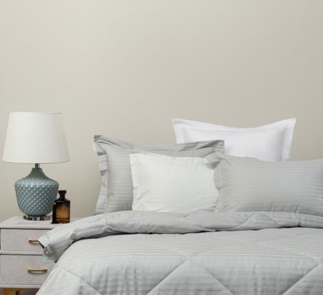 Постельное белье с одеялом "Sofi de Marko" Федерико (серый) Страйп Сатин, Семейный