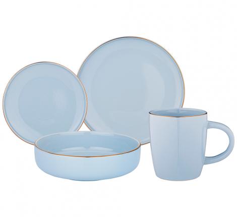Набор посуды обеденный &quot;SOLO&quot; на 4 персоны, 16 предметов (бледно-голубой)