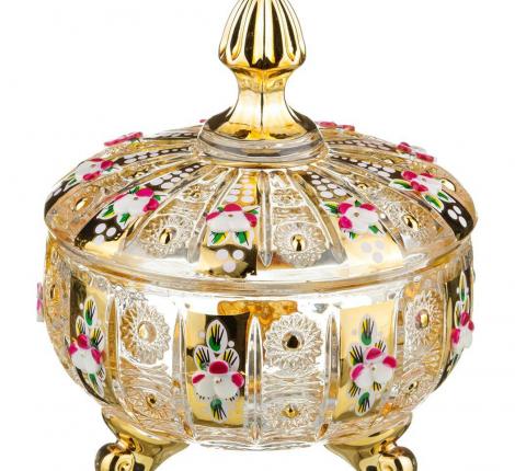 Конфетница с крышкой "LEFARD GOLD GLASS", диаметр 12 см