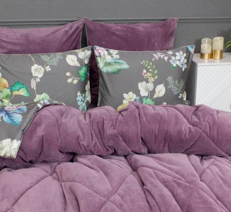 Постельное белье с одеялом "Kazanov.A." Пенинсула (винный пепел) Велюр/Egypt Cotton, Семейный