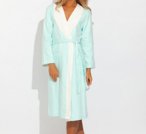 Халат женский  Maison D'or "COSSETTE" сатин-жаккард (бирюзовый), XL(50)-XXL(52)