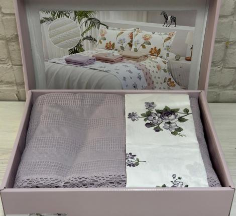 Постельное белье EFOR "COTTONI" с вафельным покрывалом 220х240, Евро (сиреневый)