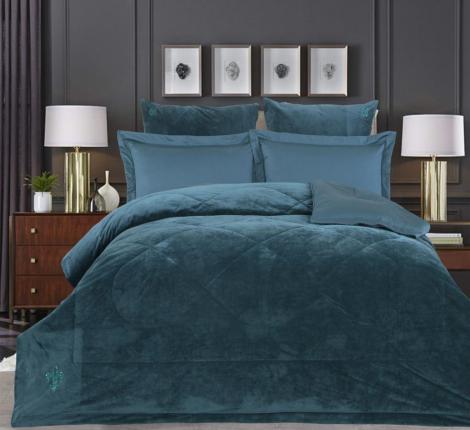 Постельное белье с одеялом "Kazanov.A." Lindor Premium (изумруд) Велюр/Egypt Cotton, Семейный