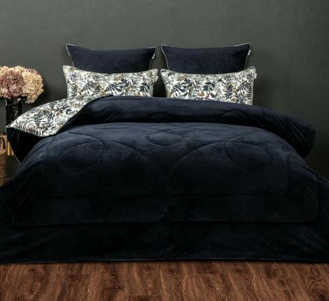 Постельное белье с одеялом "Kazanov.A." Беверли (индиго жемчуг) Велюр/Egypt Cotton, 1,5 спальный