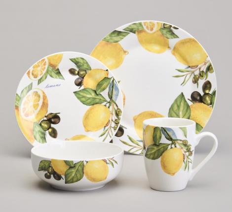 Набор посуды обеденный "ЛЕМОН ТРИ" на 4 персоны, 16 предметов