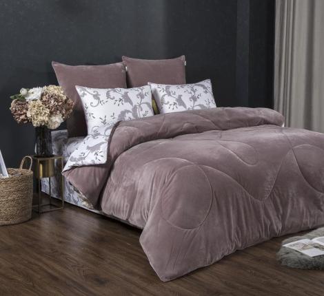 Постельное белье с одеялом "Kazanov.A." Дакота (жемчуг лаванда) Велюр/Egypt Cotton, Евро