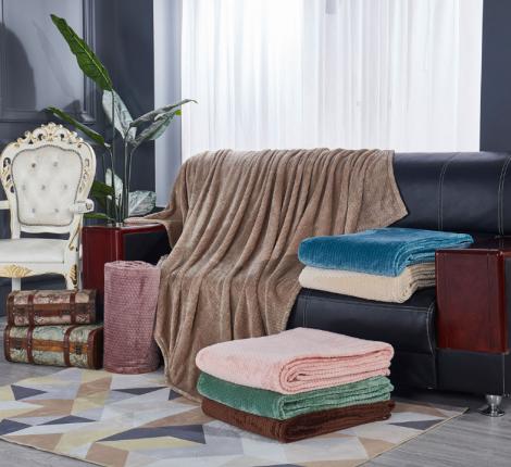 Жаккардовый плед "KARTEKS" Соты-02 бежевый, 200х220