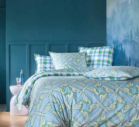 Постельное бельё "Blanc des Vosges" LILLY BLEU перкаль, 1,5 спальный