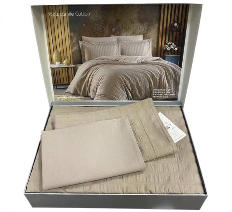 Постельное бельё "Maison D'or" NEW CAMILLE Жатый сатин 1,5 спальный, тёмно-бежевый