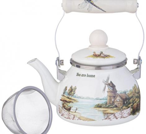 Чайник эмалированный со съёмным фильтром "FAMILY HOUSE", 0,85 Л