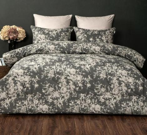 Постельное белье с одеялом "Kazanov.A." Эльба (бежевый графит) Велюр/Egypt Cotton, Семейный