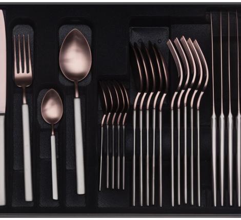 Набор столовых приборов "VINTAGE" ANTHRACITE&CHOCOLATE (MAT) 31 на 6 персон, 24 предмета