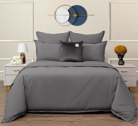 Постельное бельё "Sofi de Marko" Саммер (темно-серый) Варёный хлопок, Семейный