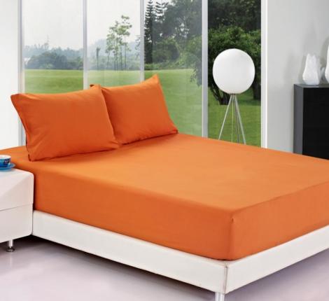 Простынь на резинке джерси терракотовая (М), 90x200