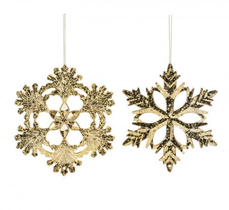 Ёлочная игрушка 2 шт. "СНЕЖИНКА" (золотой), диаметр 13 см