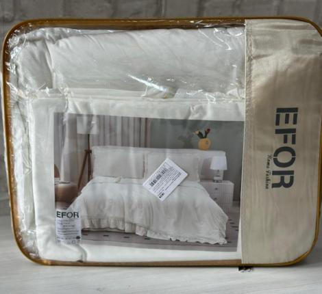 Постельное бельё с одеялом EFOR SATEN с рюшами (белый), Евро