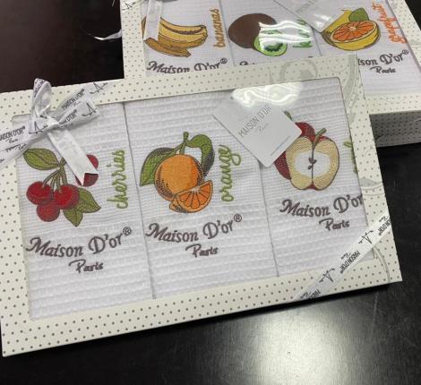 Комплект кухонных полотенец Maison D'or "FRUIT" 50х70-3шт, вишня