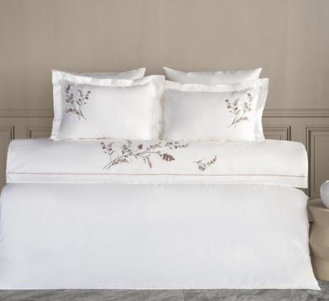 Постельное бельё "DANTELA VITA" сатин с вышивкой SEMENTA (бежевый), Евро