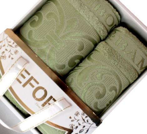 Набор бамбуковых полотенец EFOR BAMBOO "TAC" (50*90,70*140), зеленый