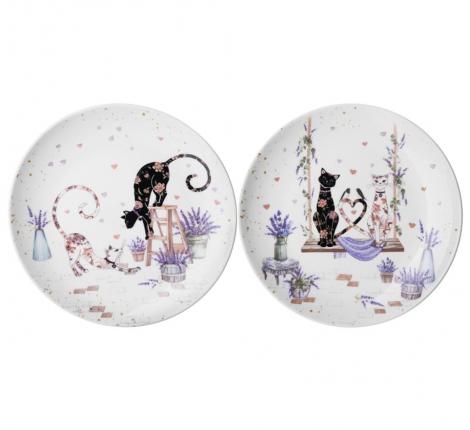 Набор закусочных тарелок 2 шт. "ЛАВАНДОВЫЕ КОТЫ" 425-167, диаметр 20,5 см