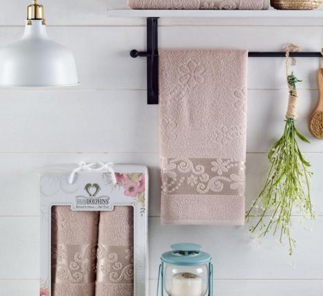 Комплект махровых полотенец "TWO DOLPHINS" (50x90/70х140) 2 шт. EMIRA, бежевый