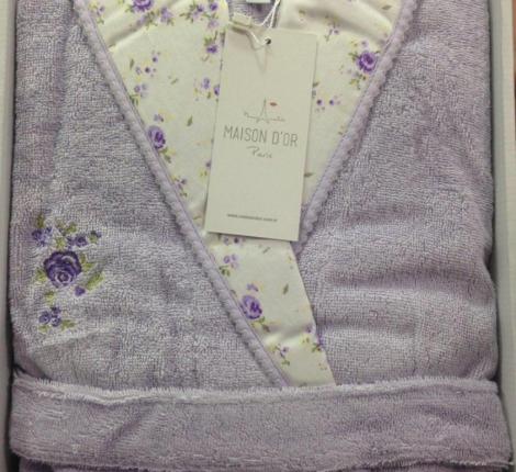 Халат женский махровый Maison D'or "ROSES JE ACIX" сиреневый, M(46)-l(48)