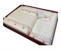 Комплект махровых полотенец 30x50-50x100-85x150 Maison D'or "RUFFLE LOVE", кремовый/пыльная роза