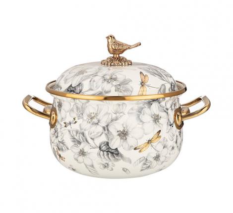 Кастрюля эмалированная с крышкой "ЯБЛОНЕВЫЙ САД", 2,1 л